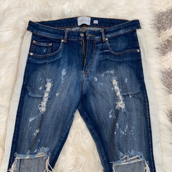 Lakenzie Side Stripe Distressed Ankle Zipper Jean - Picture 6 of 11